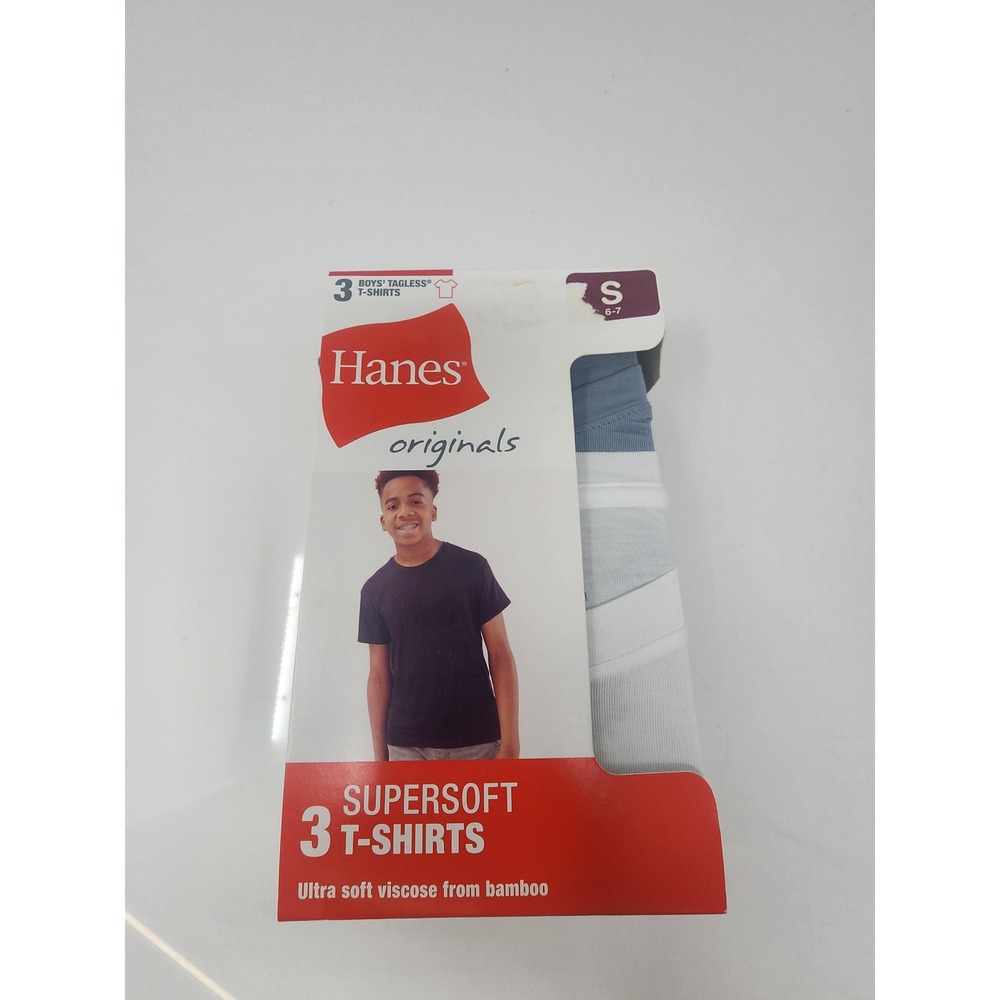 Hanes Boys Originals Supersoft T-Shirt Blue Bamboo Blend Casual Size‎ Small